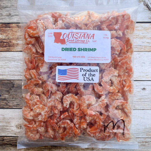 Louisiana Dried Shrimp Co. - 1 pound bag of dried medium Louisiana Gulf Coast shrimp