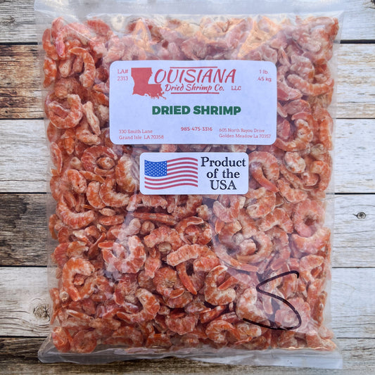 Louisiana Dried Shrimp Co. - 1 pound bag of dried small Louisiana Gulf Coast shrimp