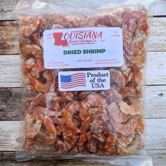 Louisiana Dried Shrimp Co. - 1 pound bag of dried extra large Louisiana Gulf Coast shrimp