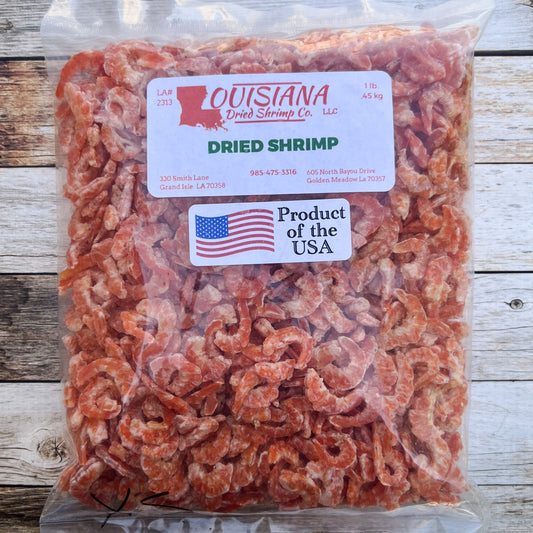 Louisiana Dried Shrimp Co. - 1 pound bag of dried extra small Louisiana Gulf Coast shrimp